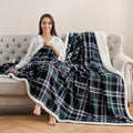 Green Blue Sherpa Twin Throw Blanket 80x90