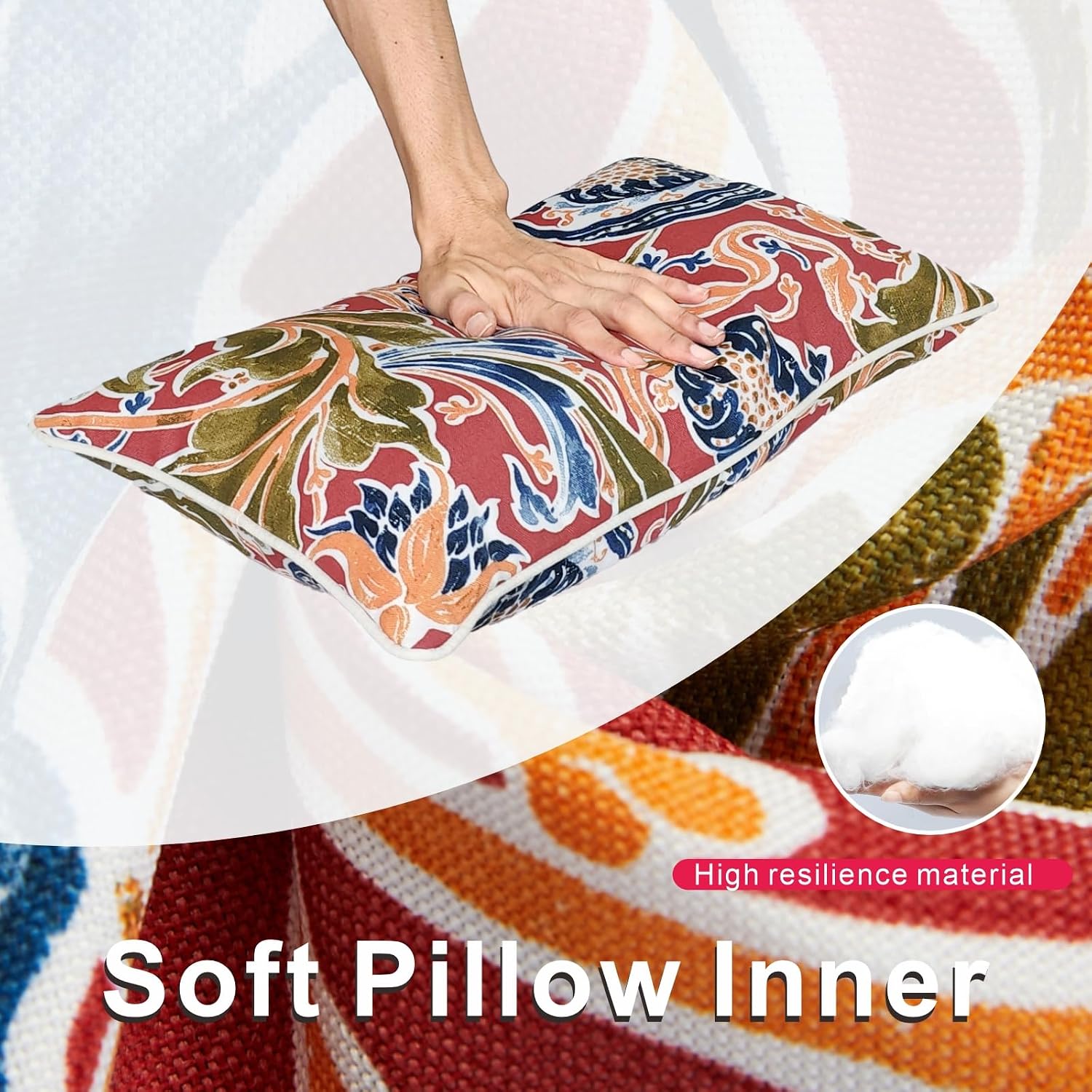 Red 12x20 Waterproof Lumbar Pillows Set