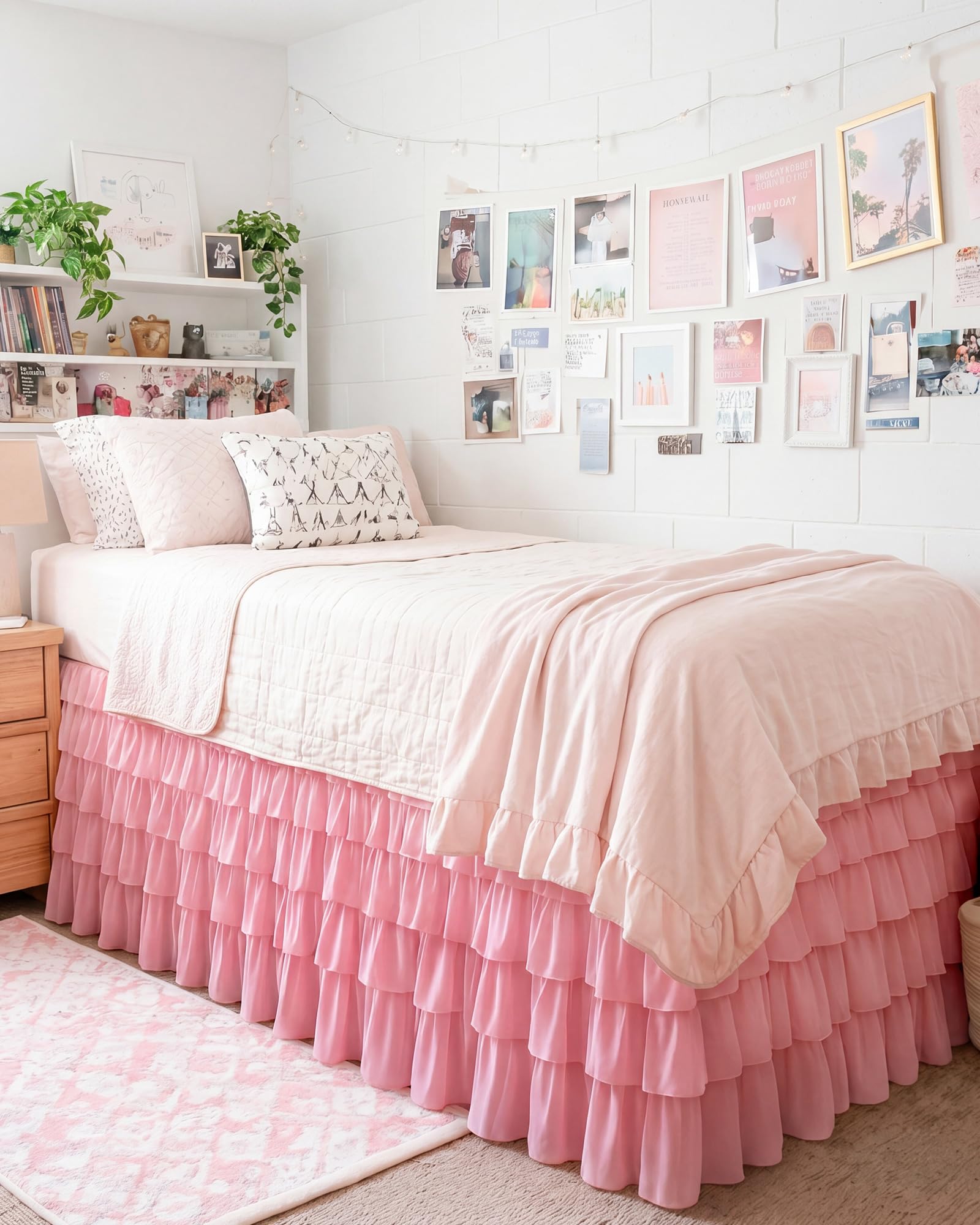 Pink Twin XL Long Dorm Bed Skirt