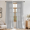 Light Gray Flax Linen Privacy Curtains 52x84 Set of 2