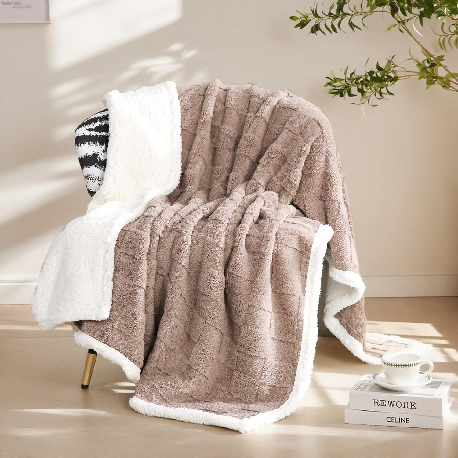 Coffee 60x80 Sherpa Throw Blanket
