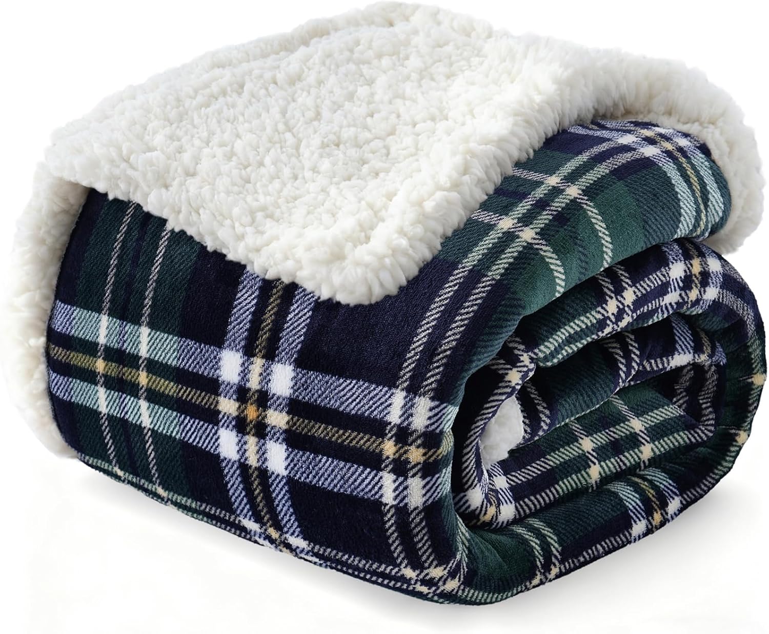Green Blue Sherpa Twin Throw Blanket 80x90