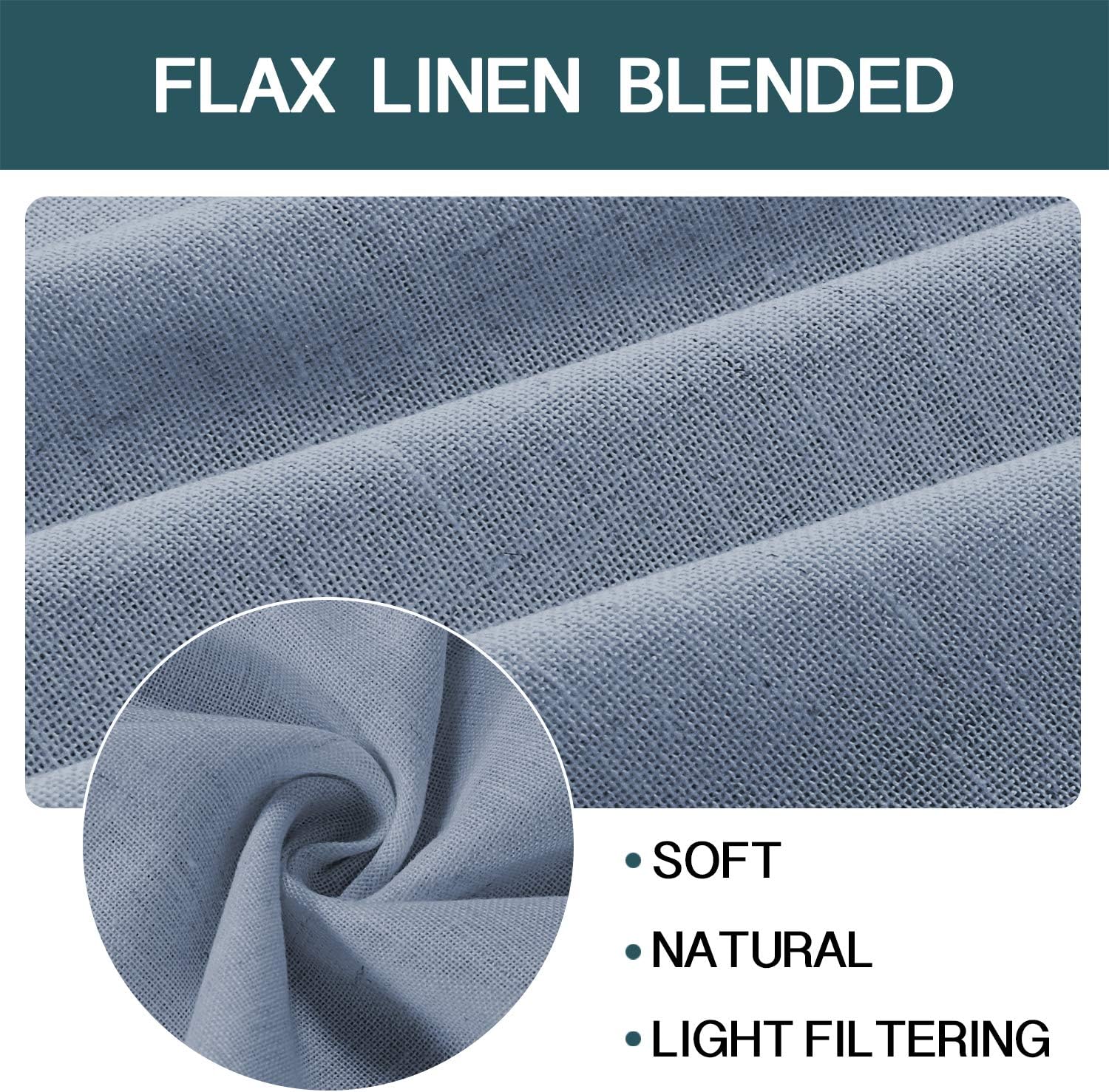 Stone Blue Farmhouse Linen Sheer Curtains 52x96 Set of 2
