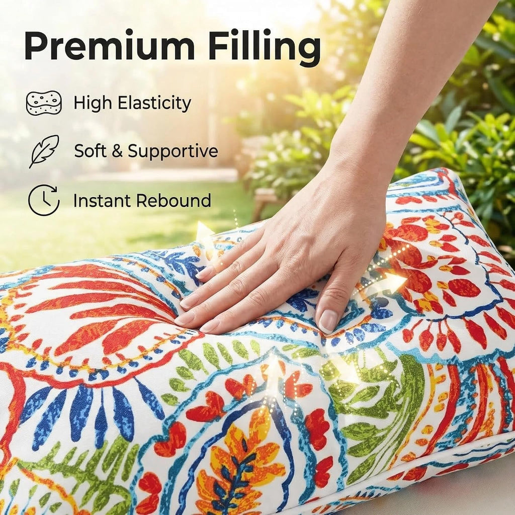Red 12x20 Waterproof Outdoor Lumbar Pillows