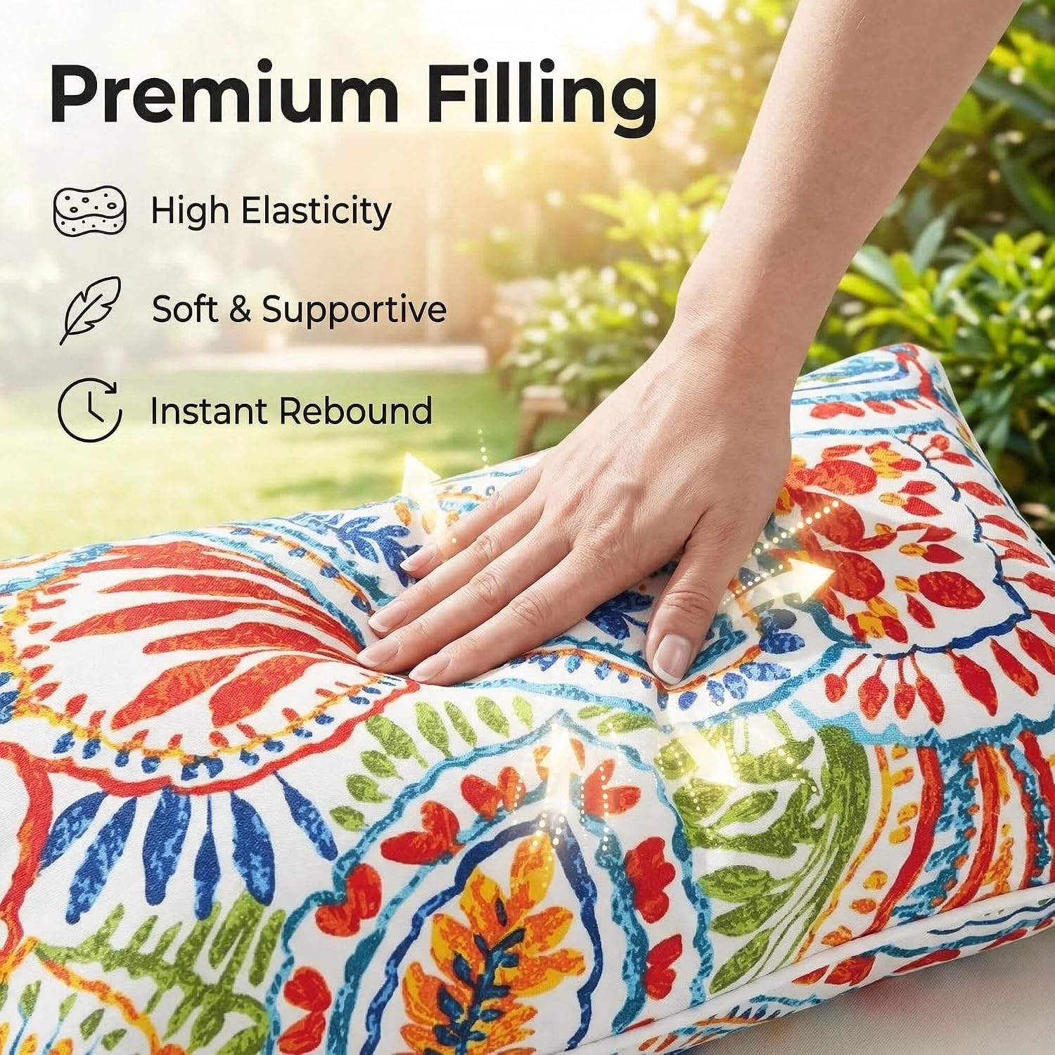 Red 12x20 Waterproof Outdoor Lumbar Pillows