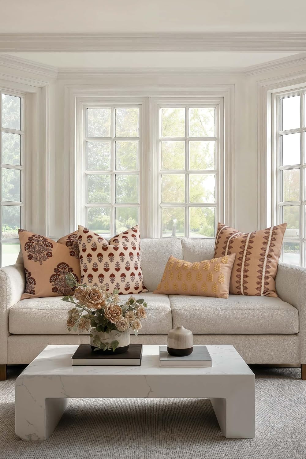 Tan Rust Hydrangea 20x20 Outdoor Pillow Cover