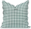 Forest Green Gingham 20x20 Scalloped Pillow Cover