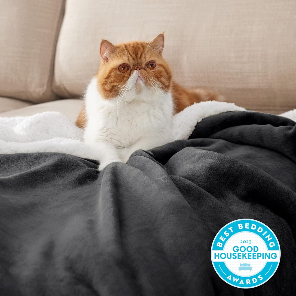 Charcoal Queen Sherpa Fleece Blanket 90x90
