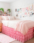 Pink Twin XL Long Dorm Bed Skirt