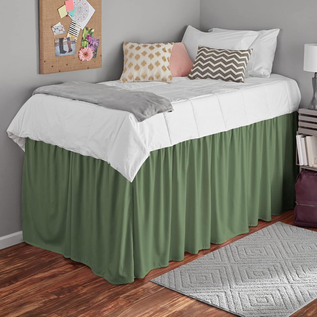 Olive Twin XL Long Dorm Bed Skirt