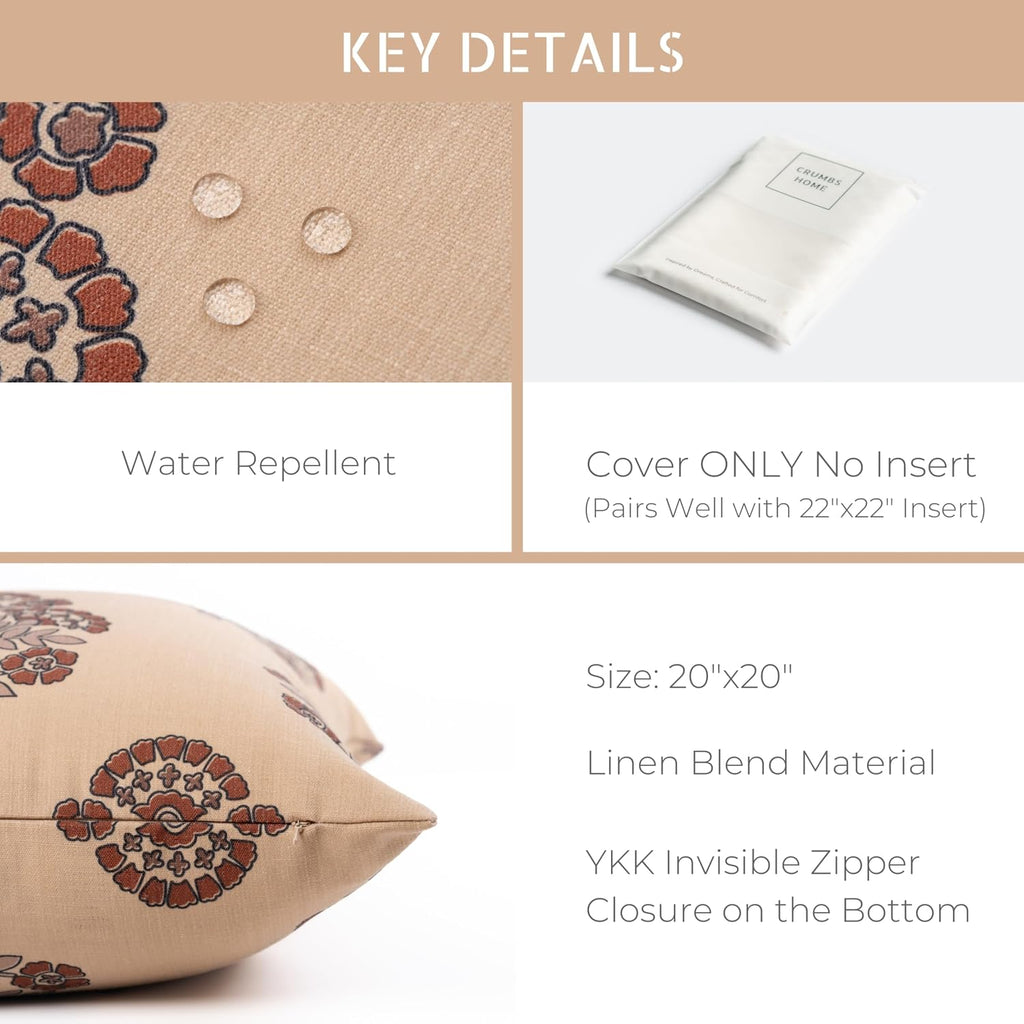 Tan Rust Hydrangea 20x20 Outdoor Pillow Cover