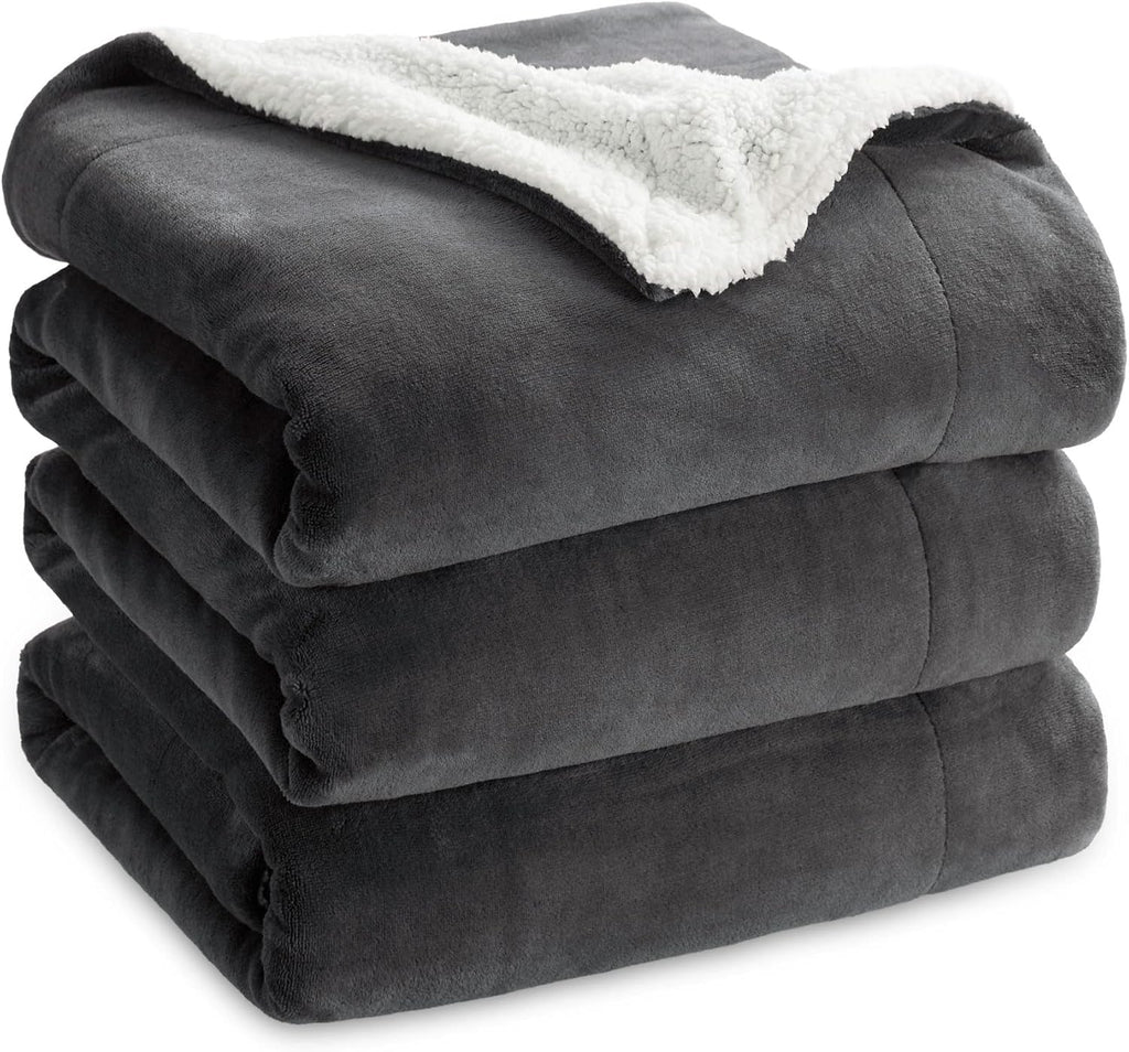 Charcoal Queen Sherpa Fleece Blanket 90x90