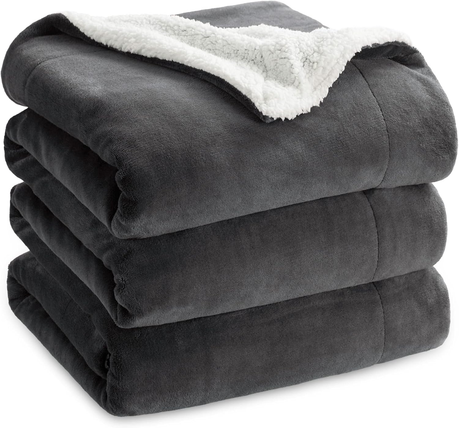 Charcoal Queen Sherpa Fleece Blanket 90x90