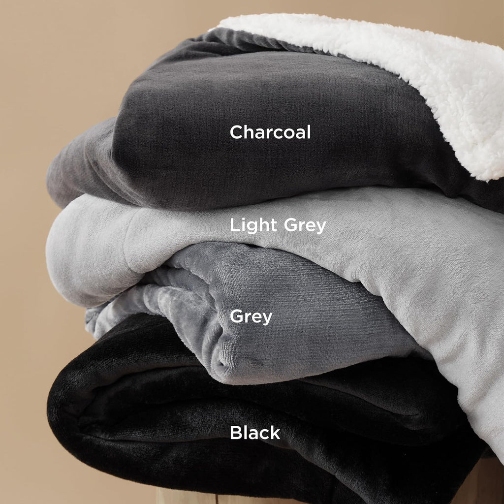 Charcoal Queen Sherpa Fleece Blanket 90x90