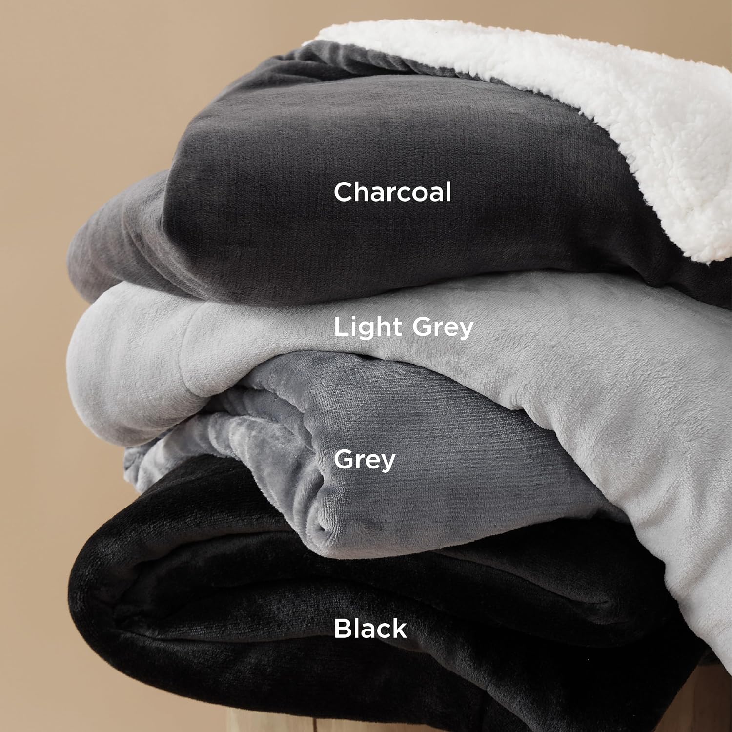 Charcoal Queen Sherpa Fleece Blanket 90x90