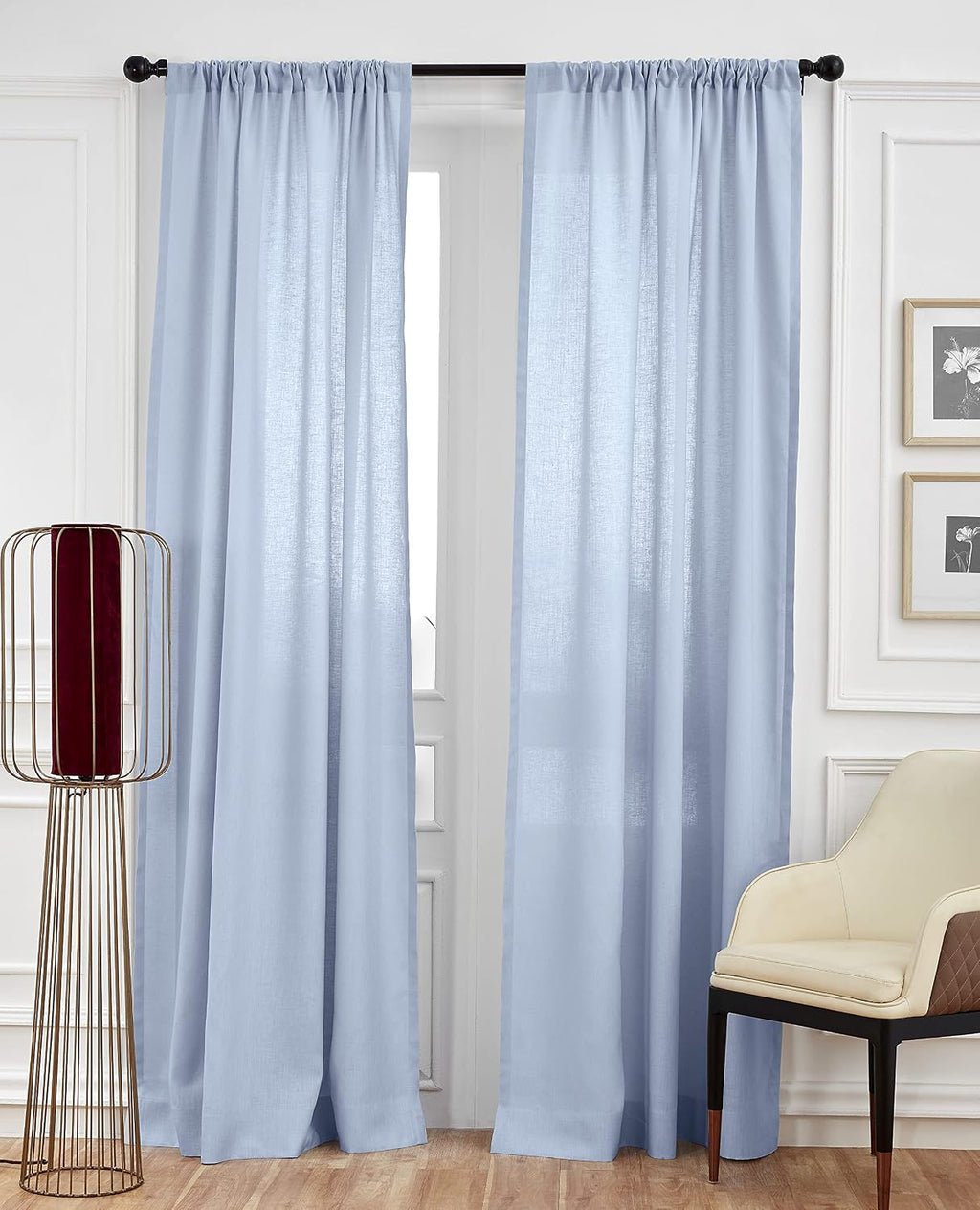 Sky Blue Linen Light Filtering Curtain 52x108 1 Panel