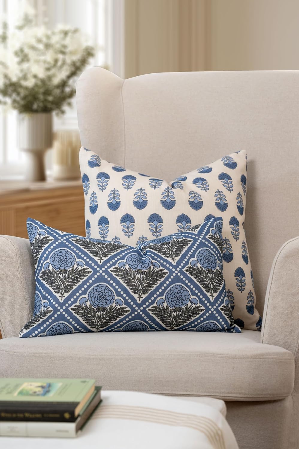 Light Blue Hydrangea 12x20 Lumbar Pillow Cover