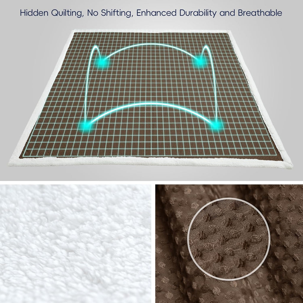 Chocolate Twin Waffle Sherpa Reversible Blanket