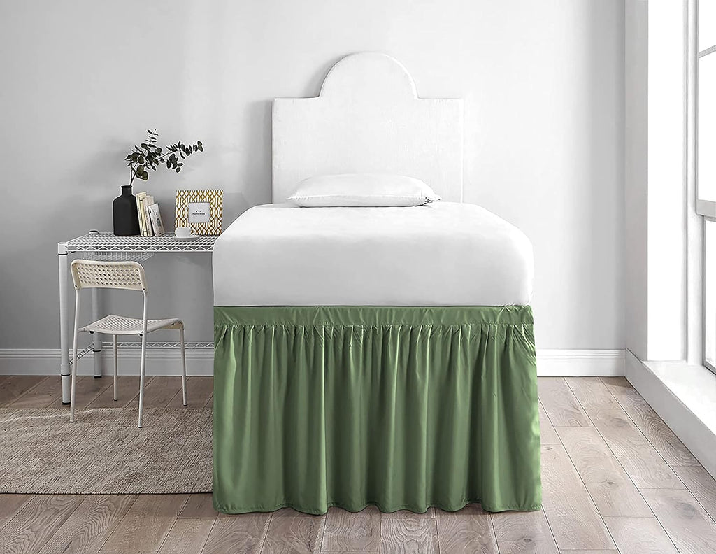Olive Twin XL Long Dorm Bed Skirt