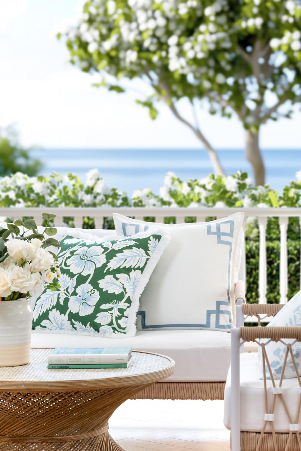Green Tropical Hibiscus 20x20 Outdoor Pillow Cover
