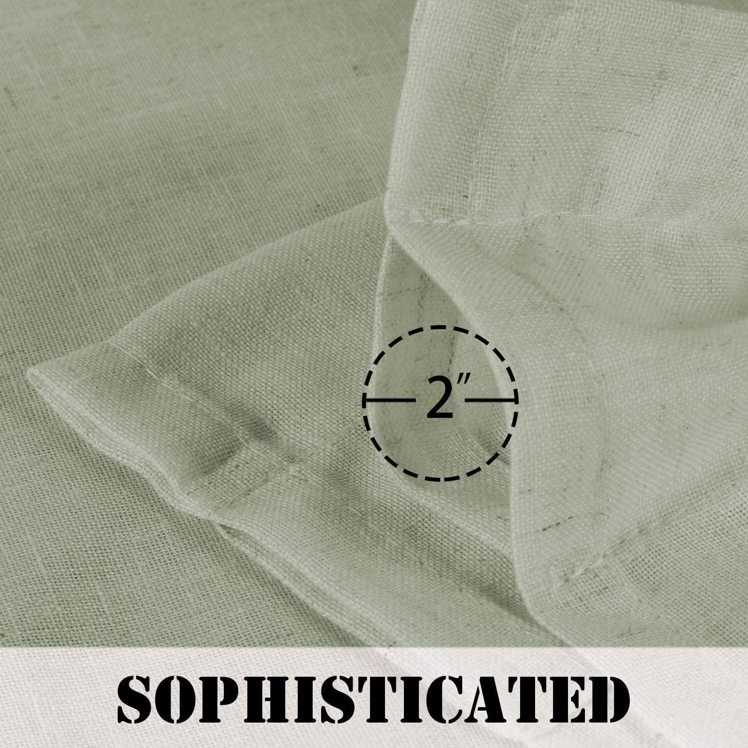 Sage Boho Farmhouse Linen Curtains 96 Inch Set of 2