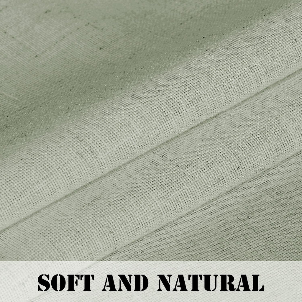 Sage Boho Farmhouse Linen Curtains 96 Inch Set of 2