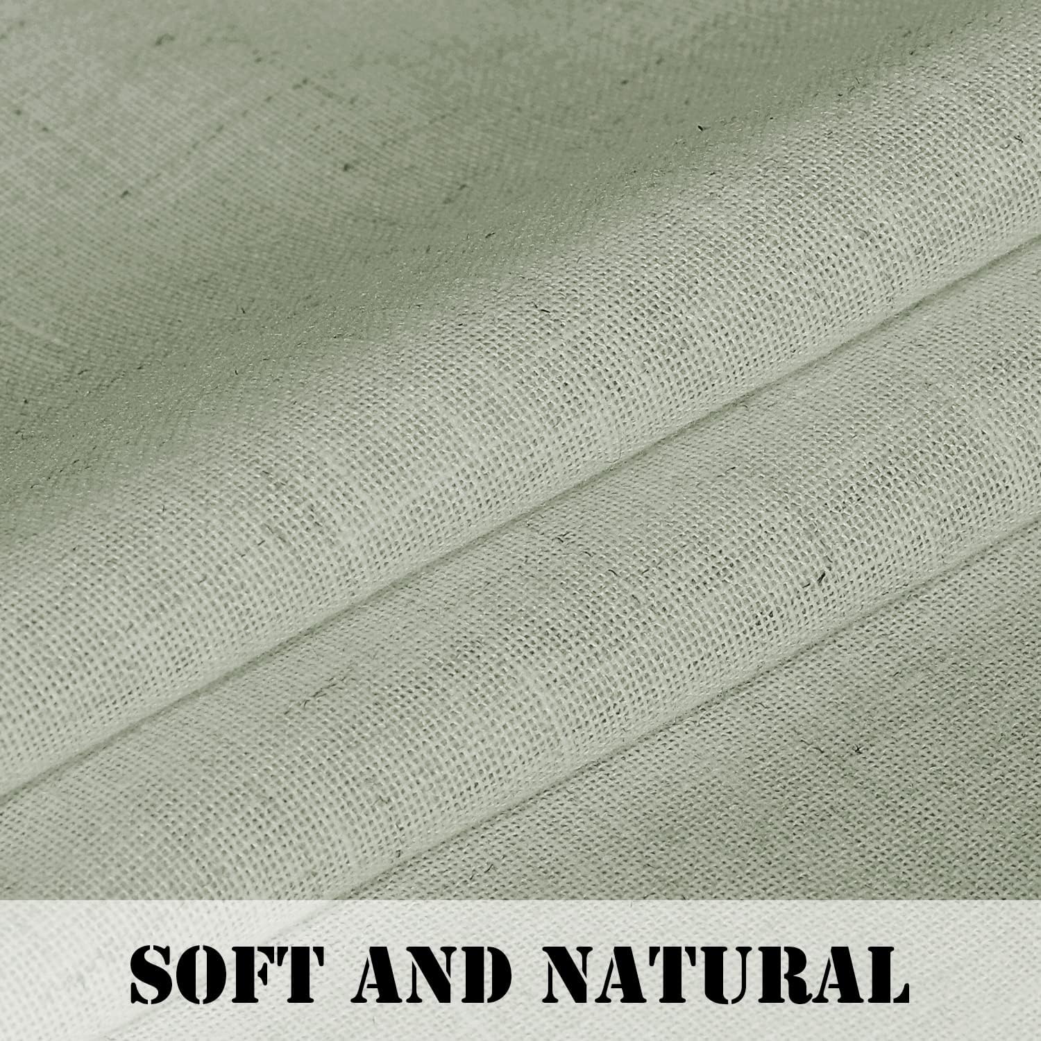 Sage Boho Farmhouse Linen Curtains 96 Inch Set of 2