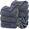 Dark Gray Jacquard Sherpa Throw Blankets Set of 6 50x60