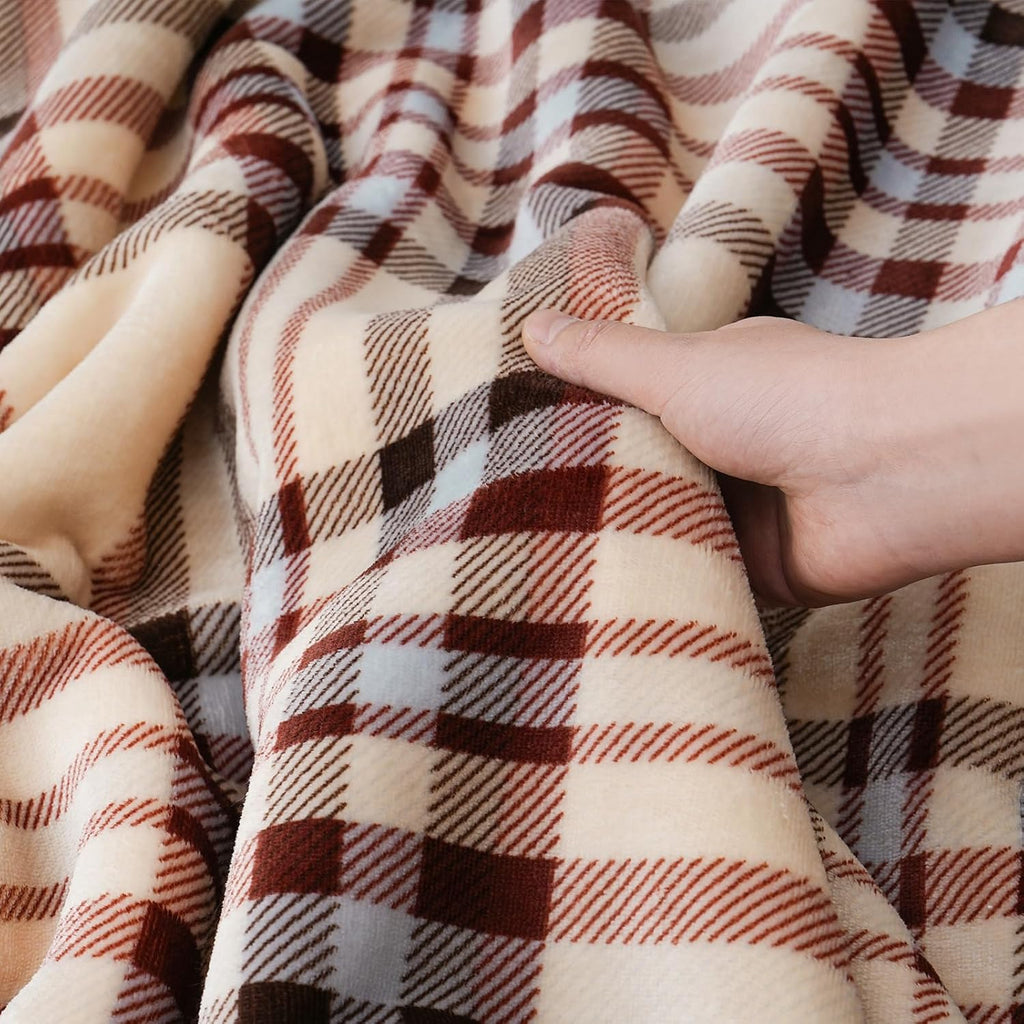 Beige Stripe Reversible Sherpa Blanket 60x80