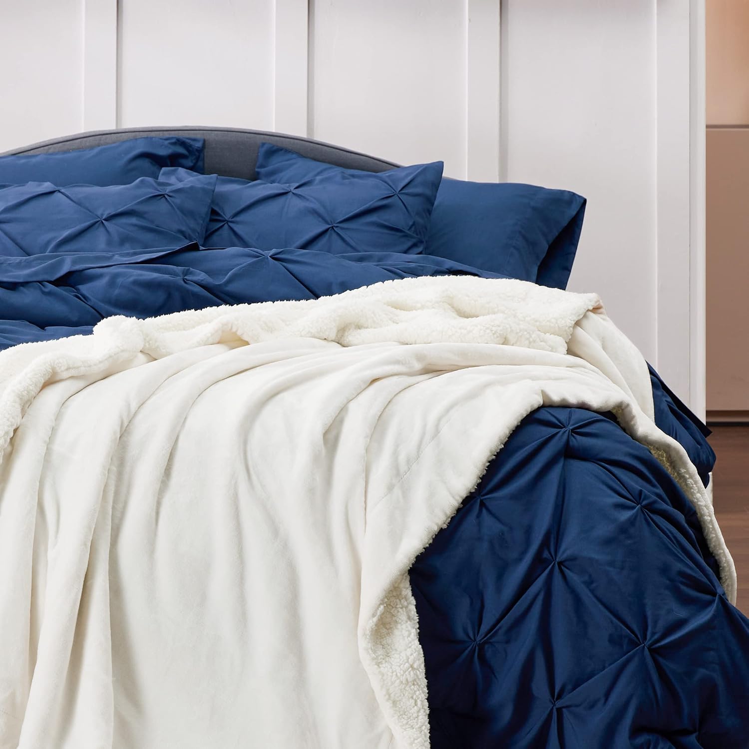 Cream Twin Sherpa Fleece Blanket 60x80