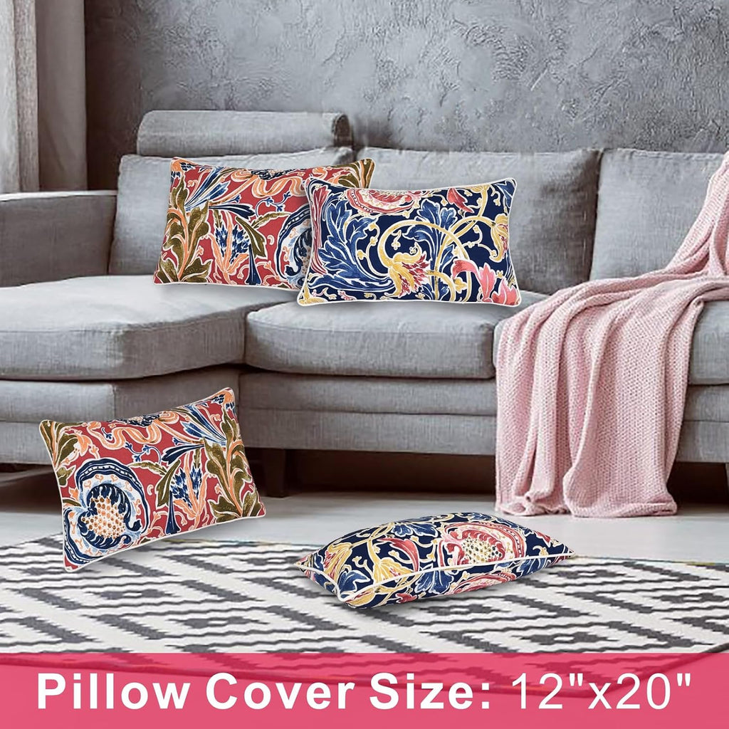 Red 12x20 Waterproof Lumbar Pillows Set