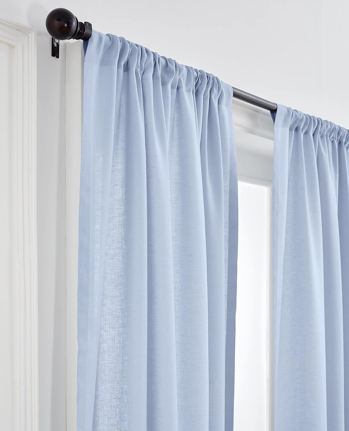 Sky Blue Linen Light Filtering Curtain 52x108 1 Panel