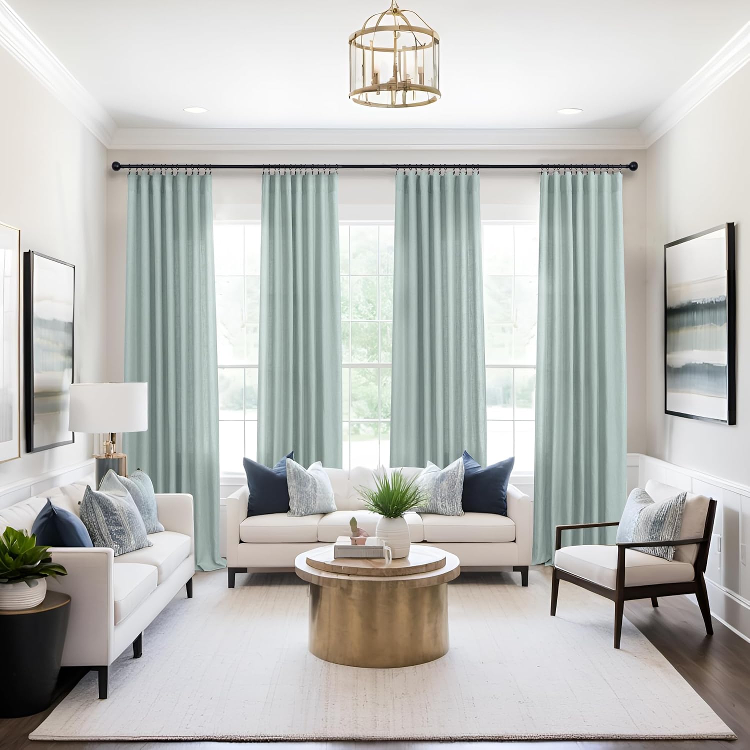 Sea Mist Teal Light Filtering Curtains 52x96 Set of 2