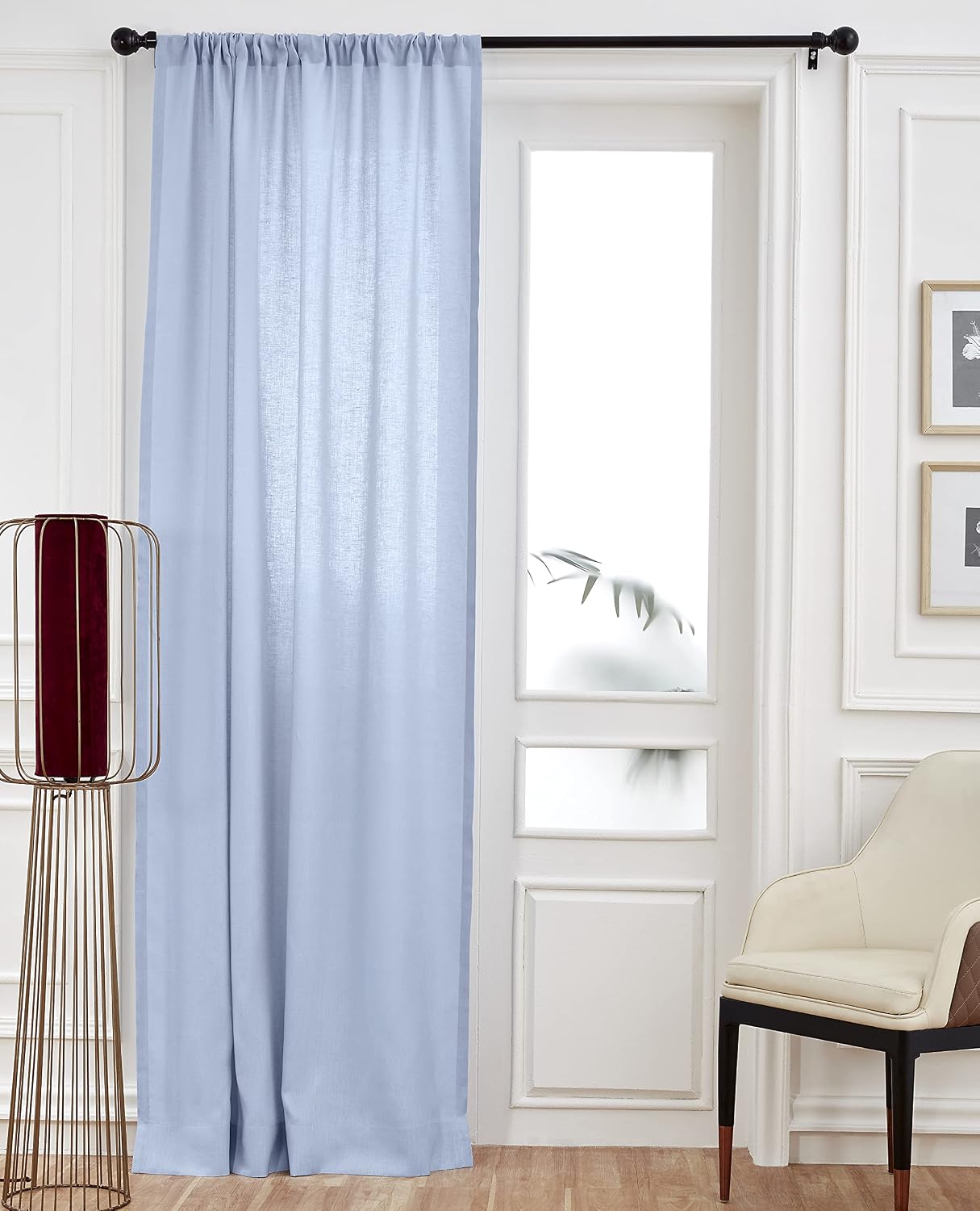 Sky Blue Linen Light Filtering Curtain 52x108 1 Panel