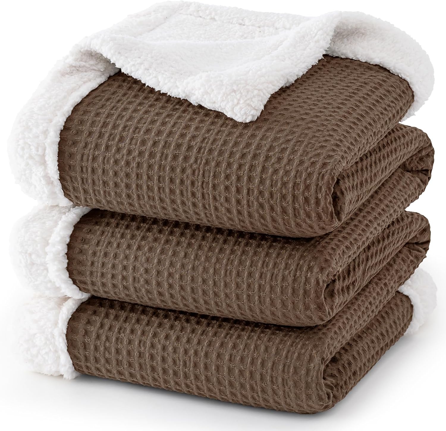 Chocolate Twin Waffle Sherpa Reversible Blanket