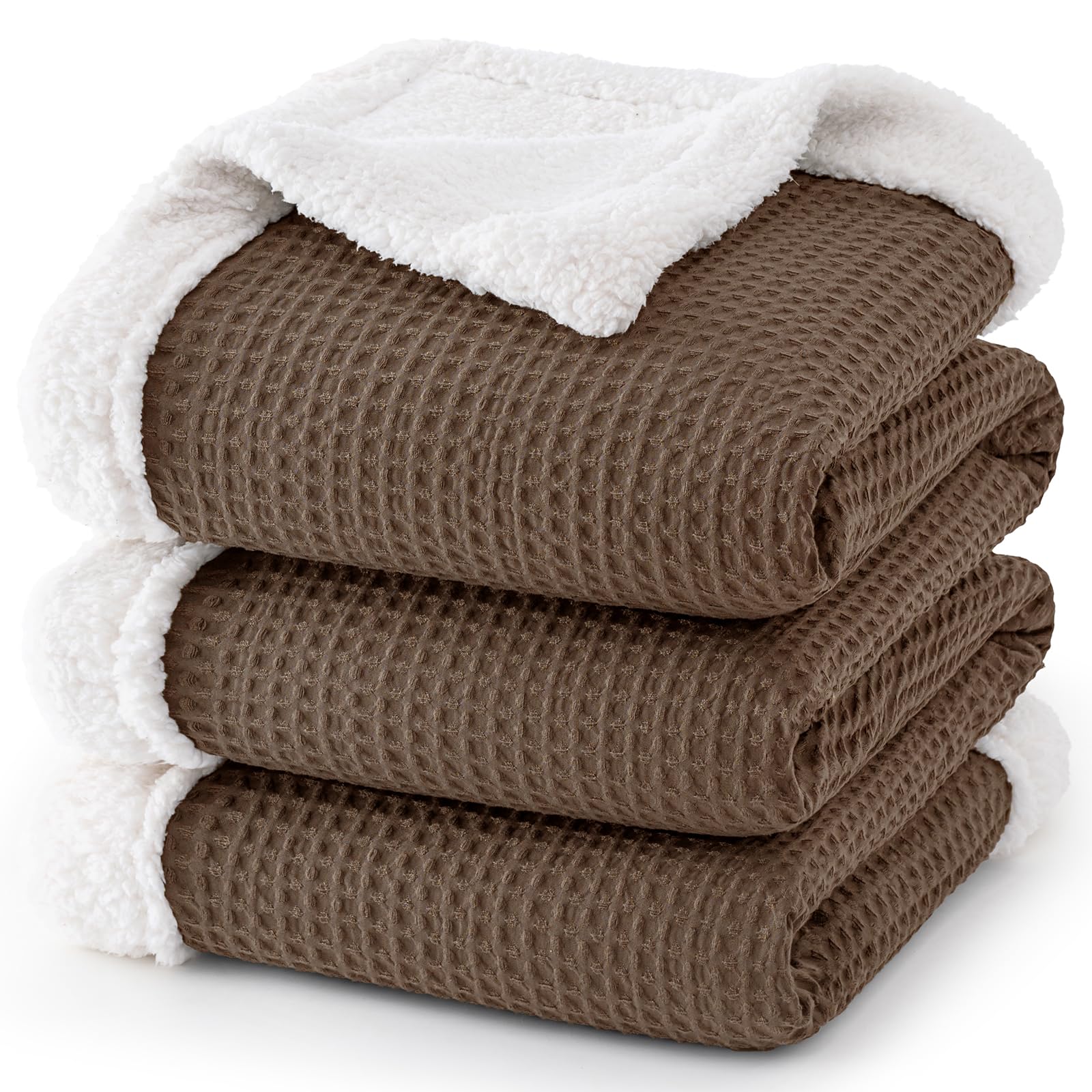 Chocolate Twin Waffle Sherpa Reversible Blanket