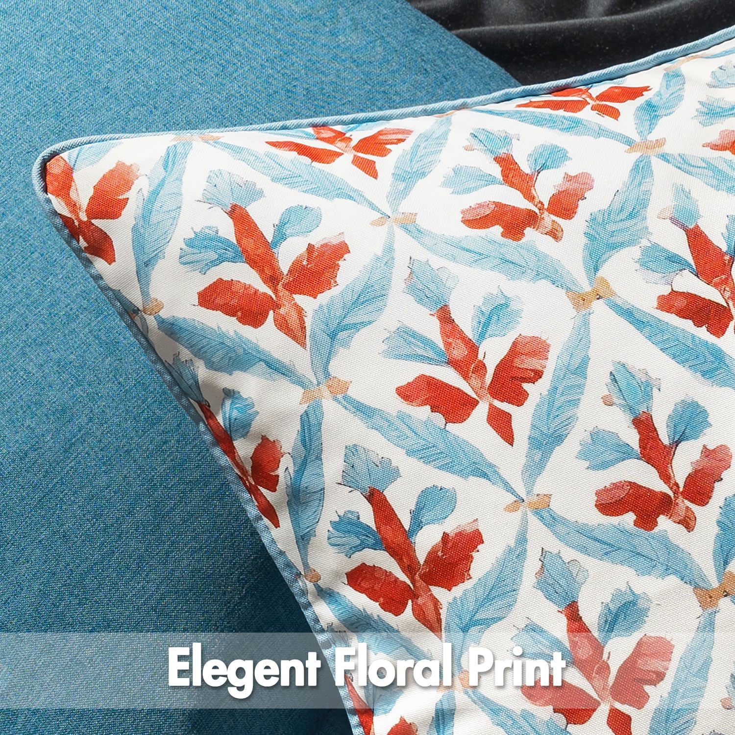 Blue Rust Floral 18x18 Pillow Covers Set of 2