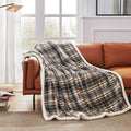 Brown Plaid Sherpa Throw Blanket 60x70