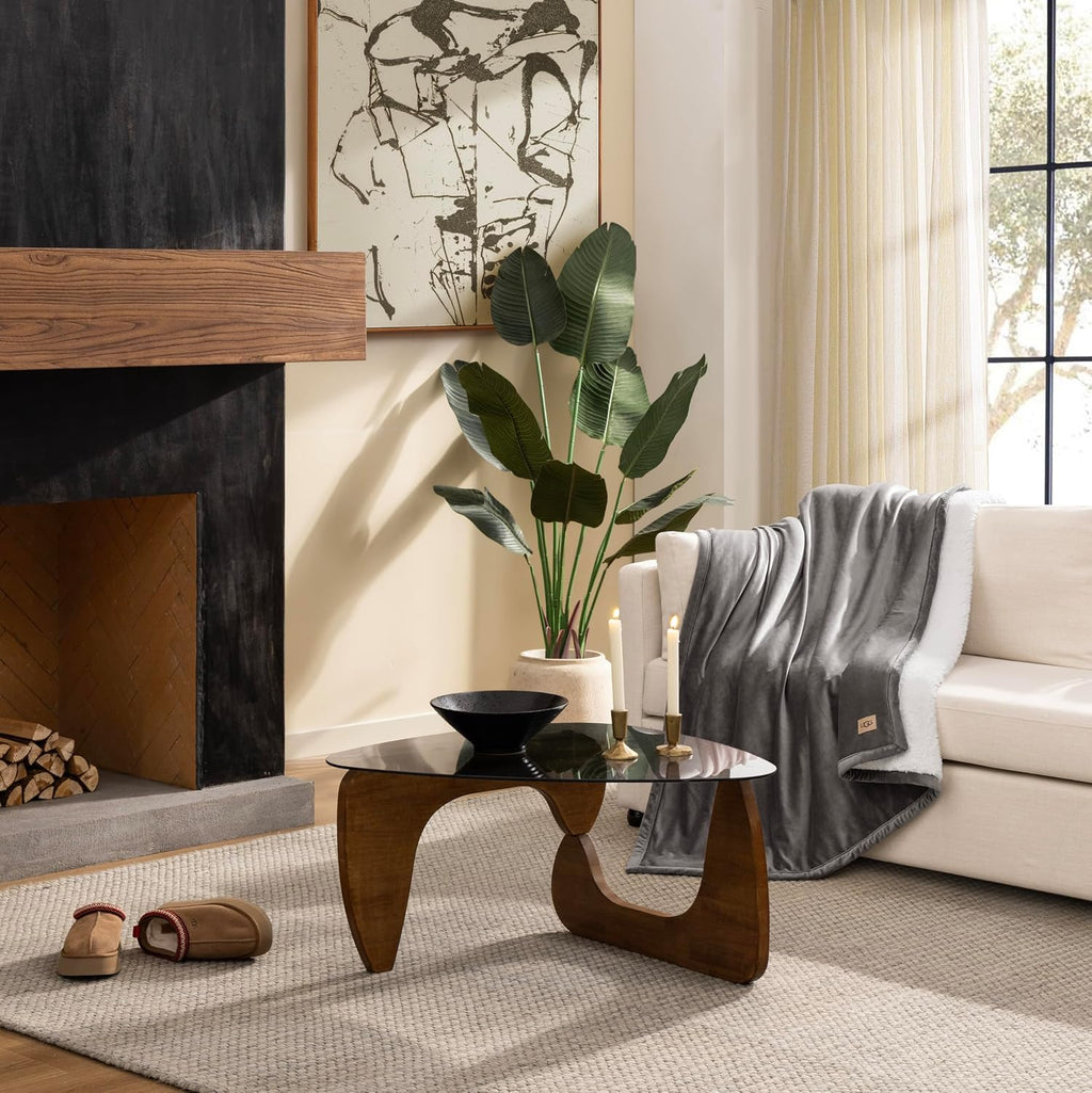 Charcoal Grey Reversible Plush Throw Blanket 50x70