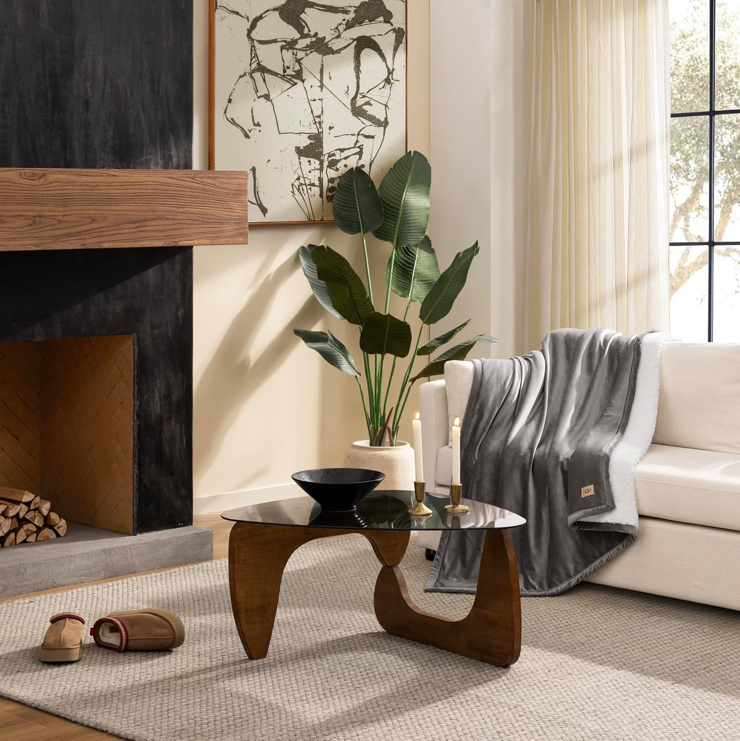 Charcoal Grey Reversible Plush Throw Blanket 50x70