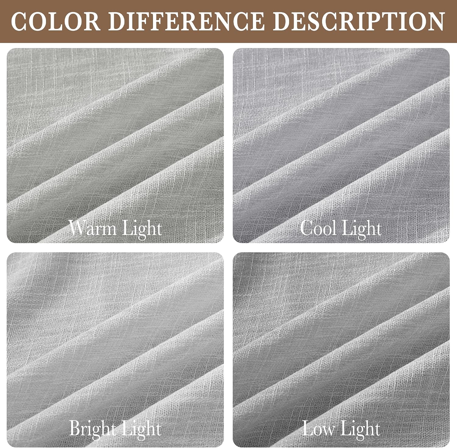 Light Gray Flax Linen Privacy Curtains 52x84 Set of 2