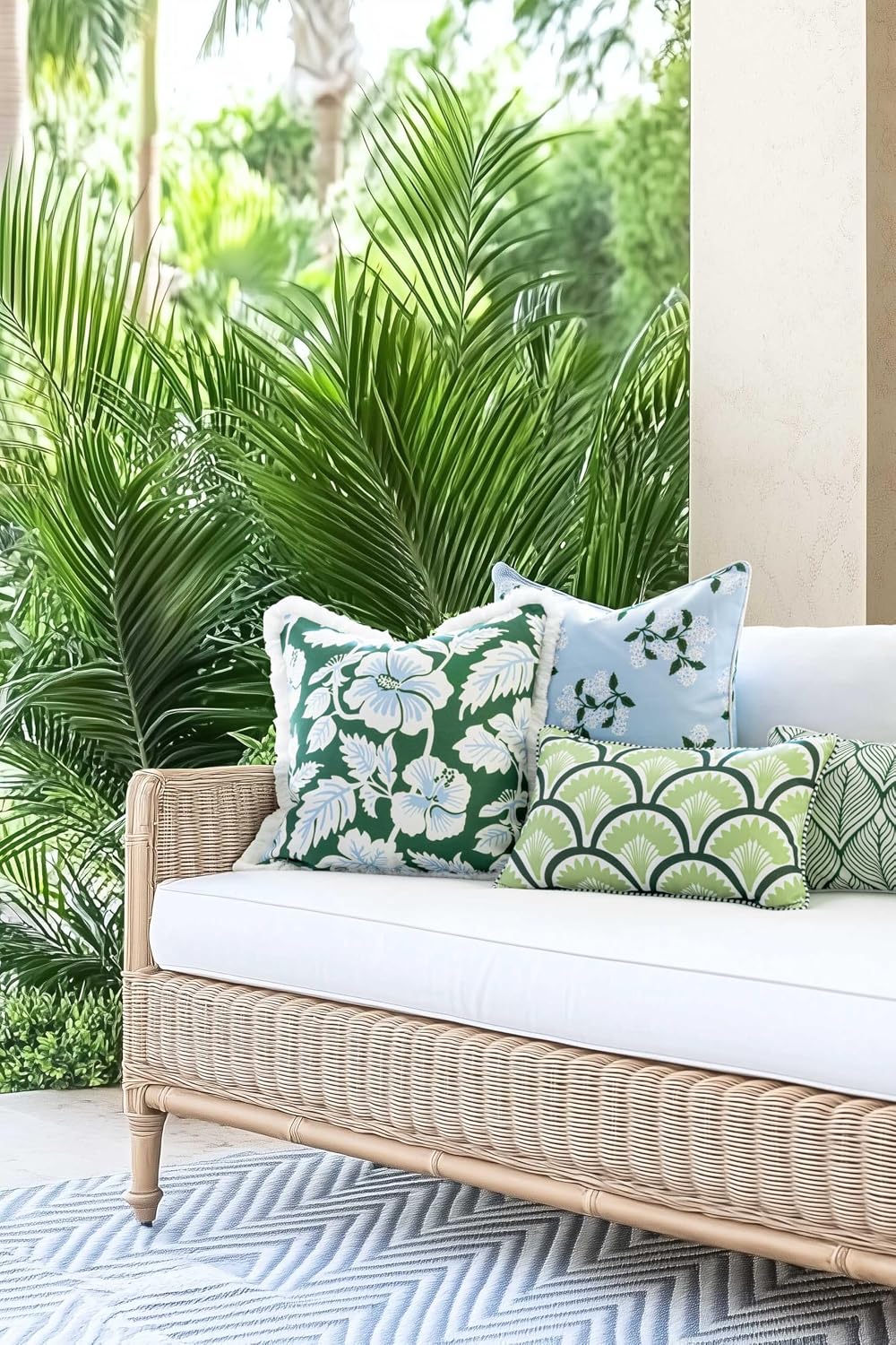 Green Tropical Hibiscus 20x20 Outdoor Pillow Cover