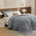Grey Cable Jacquard Easter Sherpa Twin Blanket 60x80
