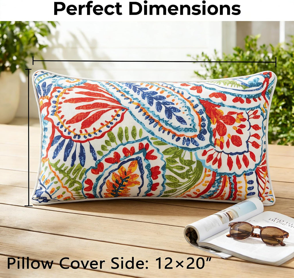 Red 12x20 Waterproof Outdoor Lumbar Pillows