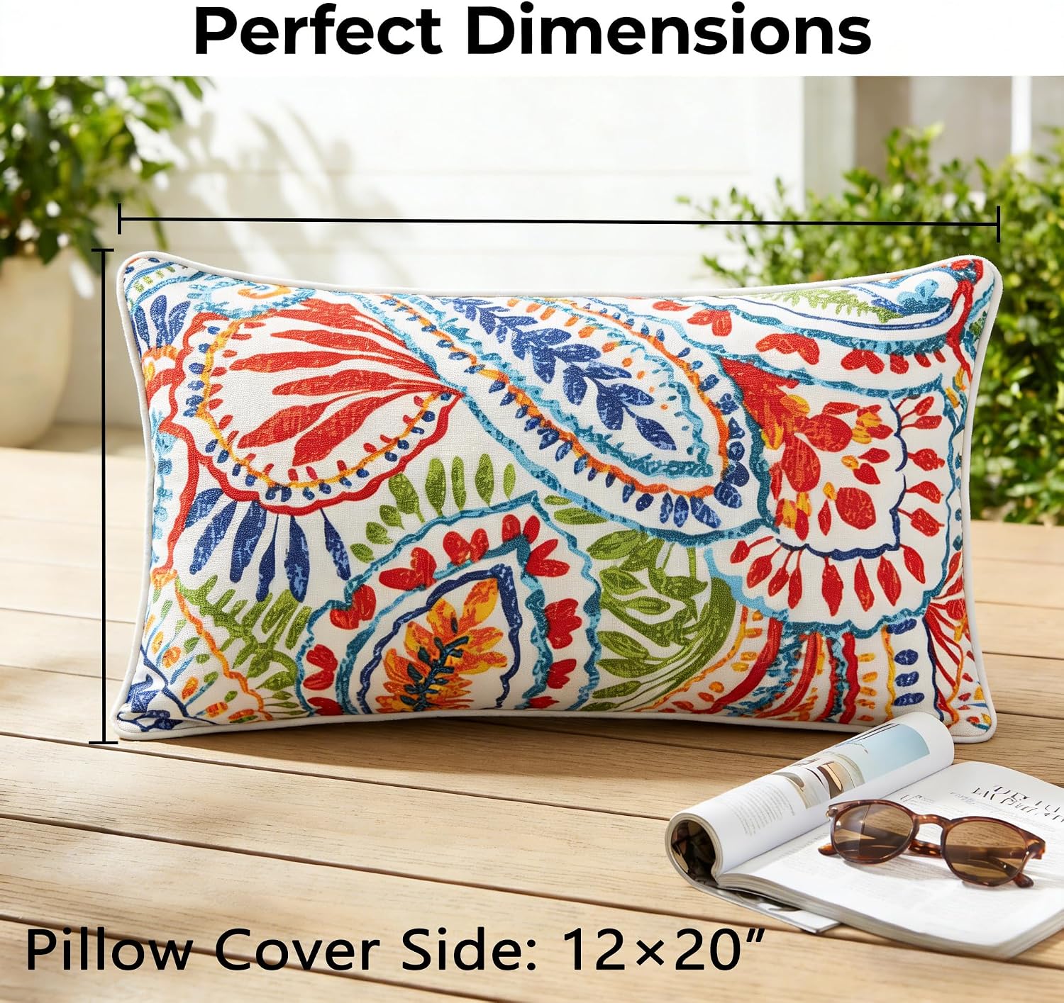 Red 12x20 Waterproof Outdoor Lumbar Pillows